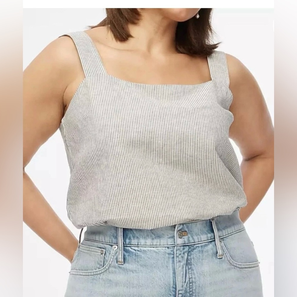 J Crew Factory Linen Blend Striped Tank